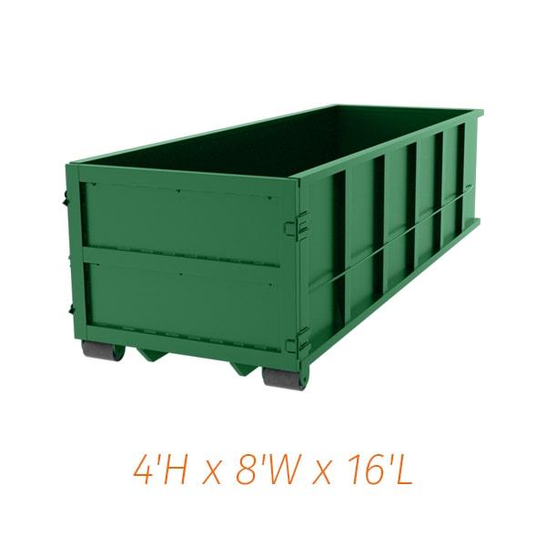 we offer multiple fifteen yard dumpsters for rent for larger commercial projects